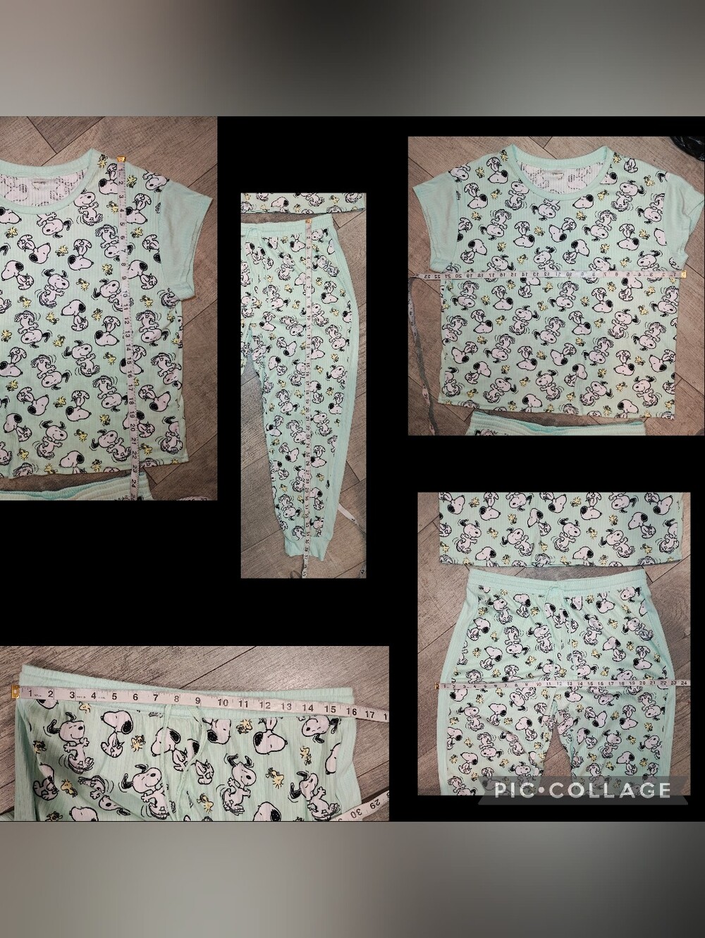 🐶Peanuts Snoopy & Woodstock Ribbed 2-Piece Short Sleeve and Jogger Pajama Set🐶 - Picture 8 of 8